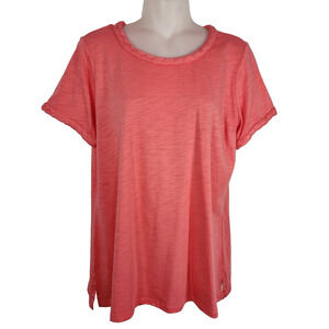 Belle by Kim Gravel Slub Knit Cape Cod Rope Trim Top Coral Rose Small A688040